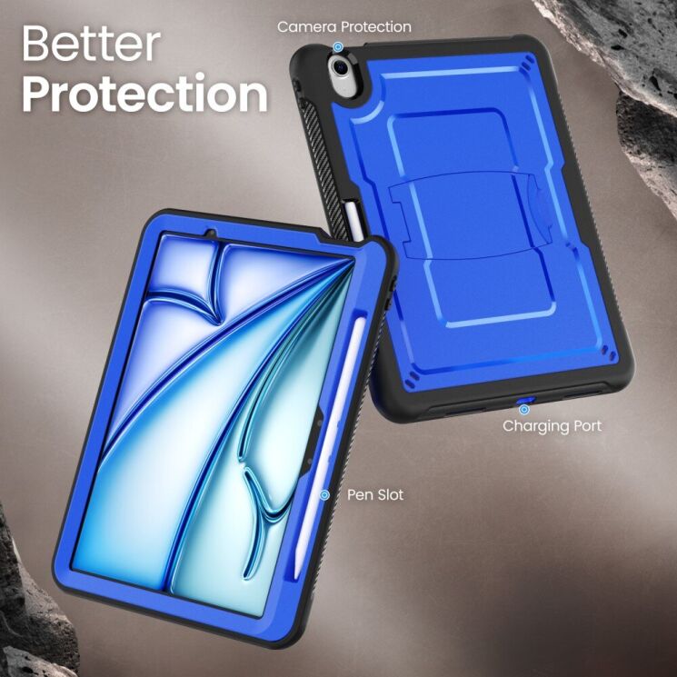 Защитный чехол Deexe Armor Stand для Apple iPad Air 11 M3/M2 (2025/2024) - Dark Blue: фото 8 из 11