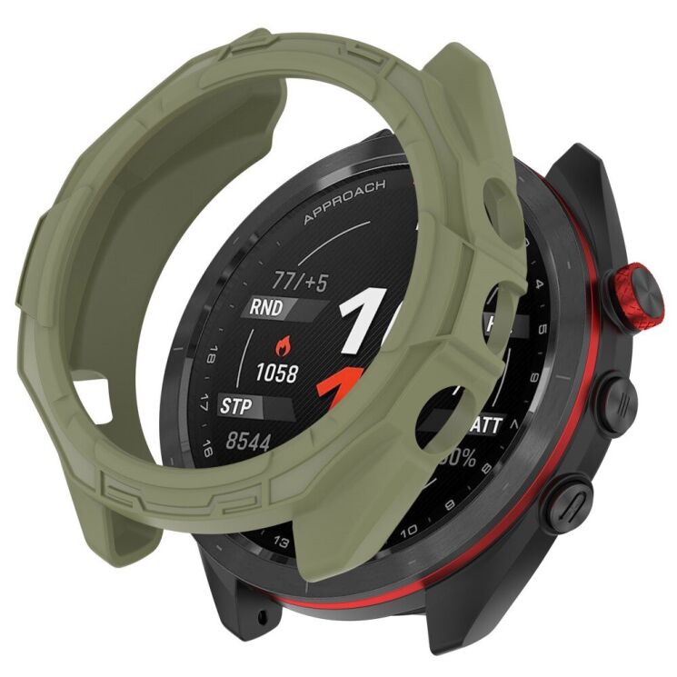Защитный чехол Deexe Hollow Cover для Garmin Approach S70 47mm - Jungle Green: фото 1 из 8