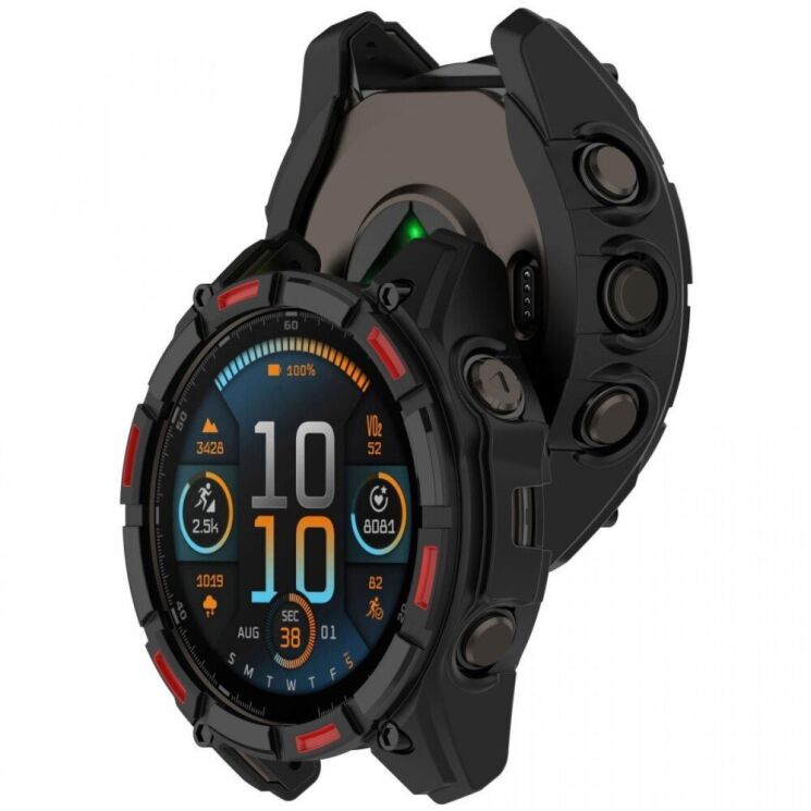 Захисний чохол Deexe Hollow Cover для Garmin Fenix 8 (43mm) - Black / Red: фото 2 з 3