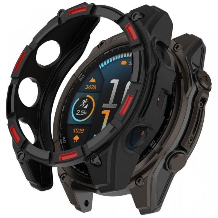 Захисний чохол Deexe Hollow Cover для Garmin Fenix 8 (43mm) - Black / Red: фото 1 з 3