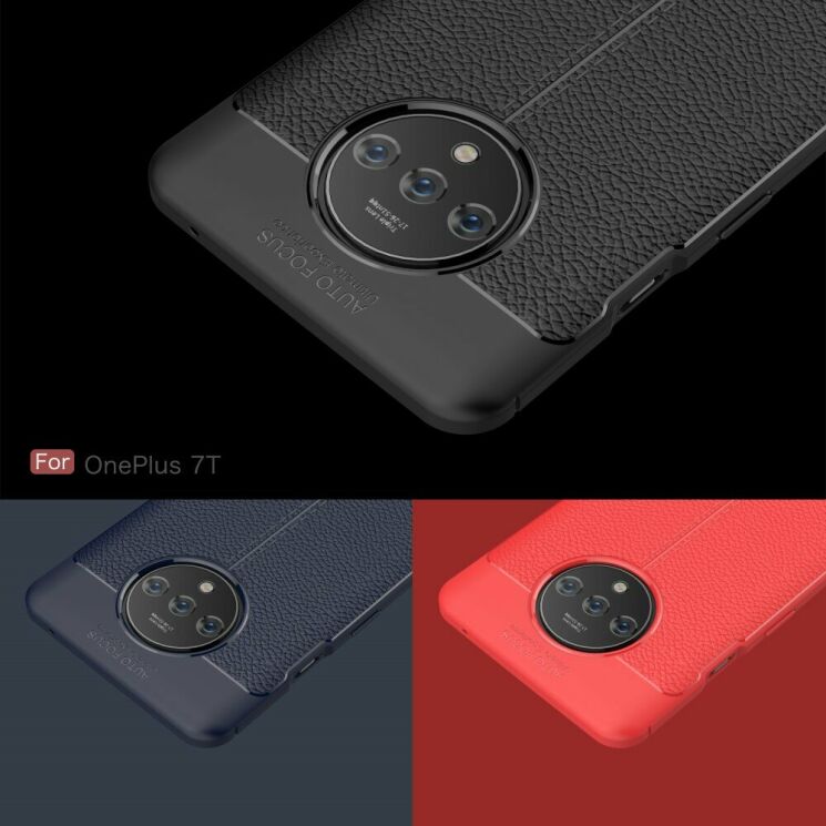 Защитный чехол Deexe Leather Cover для OnePlus 7T - Red: фото 9 из 9
