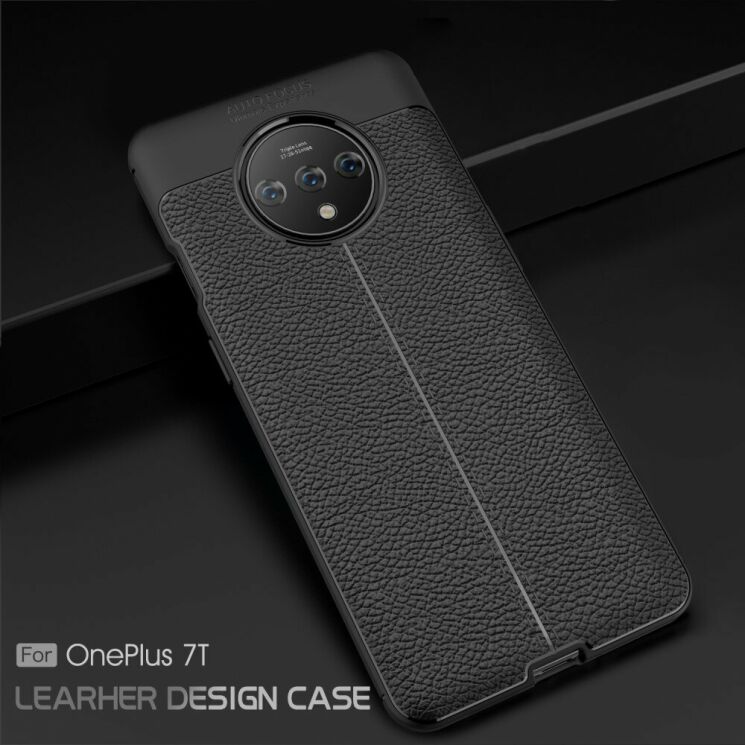 Защитный чехол Deexe Leather Cover для OnePlus 7T - Red: фото 3 из 9