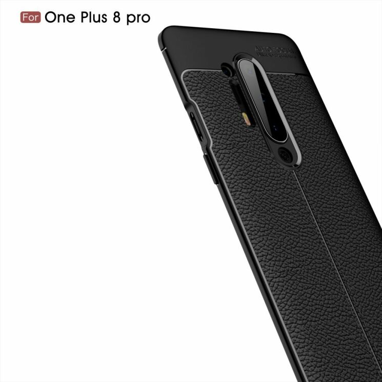 Защитный чехол Deexe Leather Cover для OnePlus 8 Pro - Black: фото 3 из 14