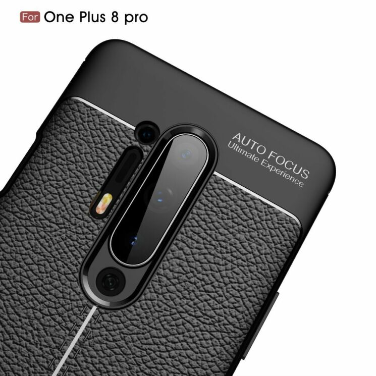 Защитный чехол Deexe Leather Cover для OnePlus 8 Pro - Black: фото 5 из 14