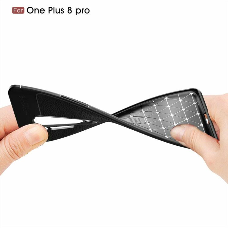Защитный чехол Deexe Leather Cover для OnePlus 8 Pro - Black: фото 8 из 14
