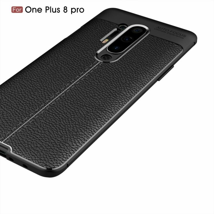 Защитный чехол Deexe Leather Cover для OnePlus 8 Pro - Black: фото 4 из 14
