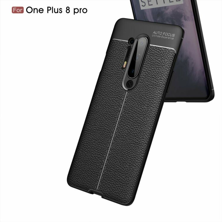 Защитный чехол Deexe Leather Cover для OnePlus 8 Pro - Black: фото 6 из 14