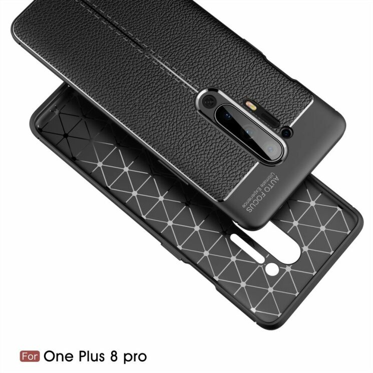 Защитный чехол Deexe Leather Cover для OnePlus 8 Pro - Black: фото 2 из 14