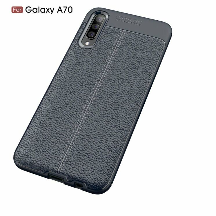 Защитный чехол Deexe Leather Cover для Samsung Galaxy A70 (A705) - Dark Blue: фото 2 из 12