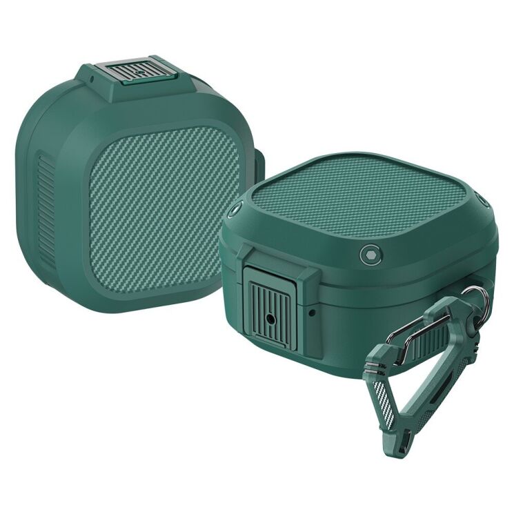 Защитный чехол Deexe Lock Design для Samsung Galaxy Buds Live / Buds Pro / Buds 2 / Buds 2 Pro / Buds FE - Blackish Green: фото 1 из 7