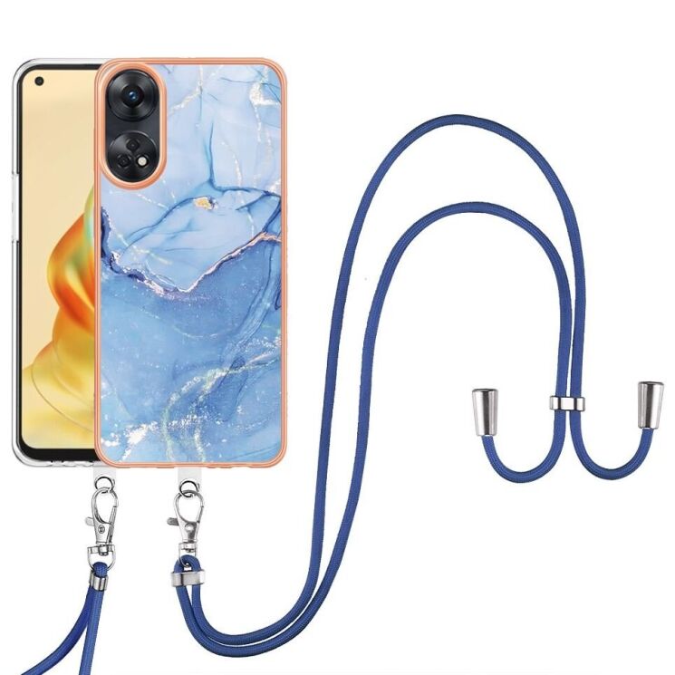 Защитный чехол Deexe Marble Case with Strap для OPPO Reno 8T - Blue: фото 2 из 7