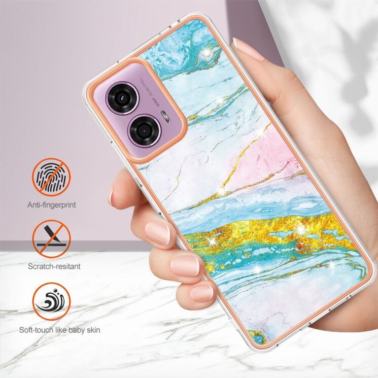 Защитный чехол Deexe Marble Style для Motorola Moto G24 / G04 / G04s / E14 - Light Green: фото 4 из 6