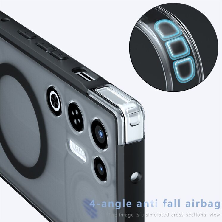 Защитный чехол Deexe Matte Skin Kickstand with MagSafe для ZTE Nubia Red Magic 11 Air - Transparent Black (423108TB) Защитный чехол Deexe Matte Skin Kickstand with MagSafe для ZTE Nubia Red Magic 11 Air - Transparent Black: фото 4 из 10