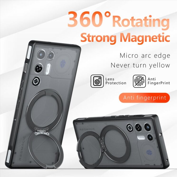 Защитный чехол Deexe Matte Skin Kickstand with MagSafe для ZTE Nubia Red Magic 11 Air - Transparent Black (423108TB) Защитный чехол Deexe Matte Skin Kickstand with MagSafe для ZTE Nubia Red Magic 11 Air - Transparent Black: фото 2 из 10