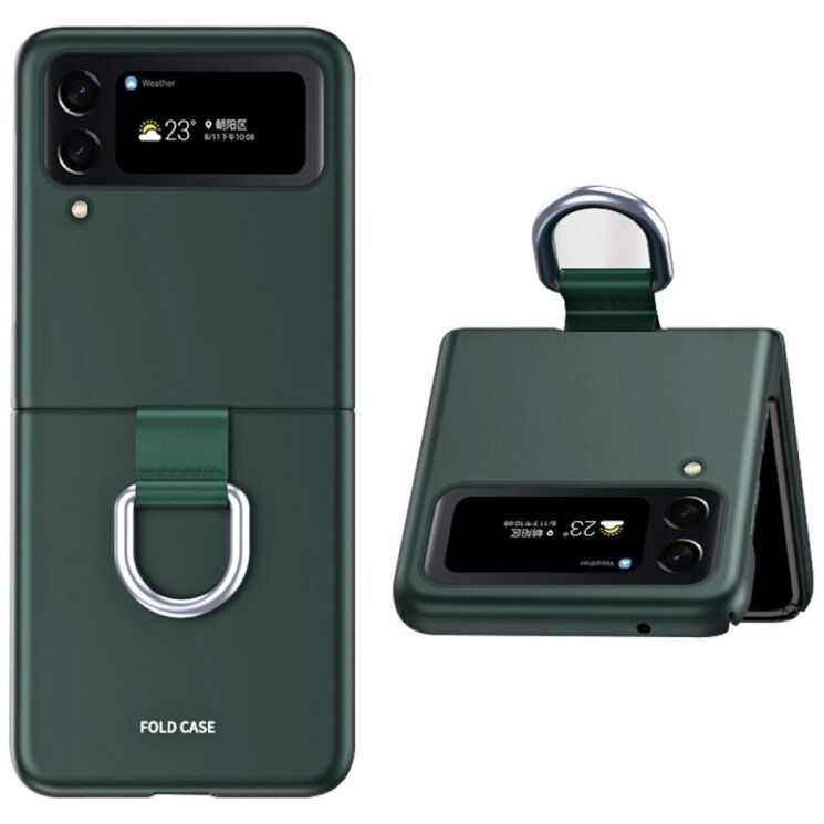Защитный чехол Deexe Ring Case для Samsung Galaxy Flip 4 - Midnight Green: фото 1 из 8