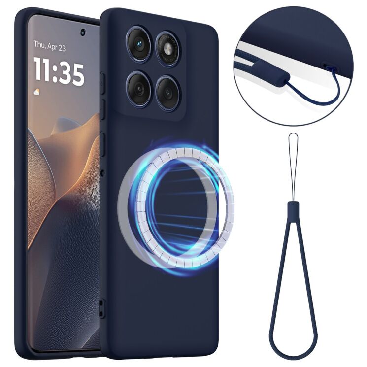 Защитный чехол Deexe Silicone Case with MagSafe для Motorola Moto G77 - Dark Blue: фото 1 из 9