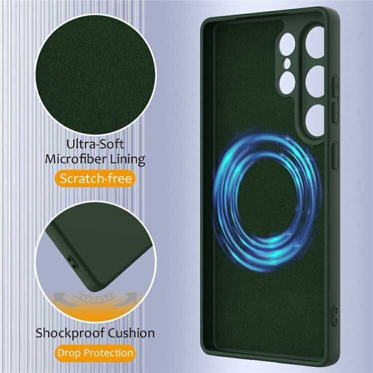 Защитный чехол Deexe Silicone Case with MagSafe для Samsung Galaxy S25 Ultra (S938) - Dark Blue: фото 8 из 9