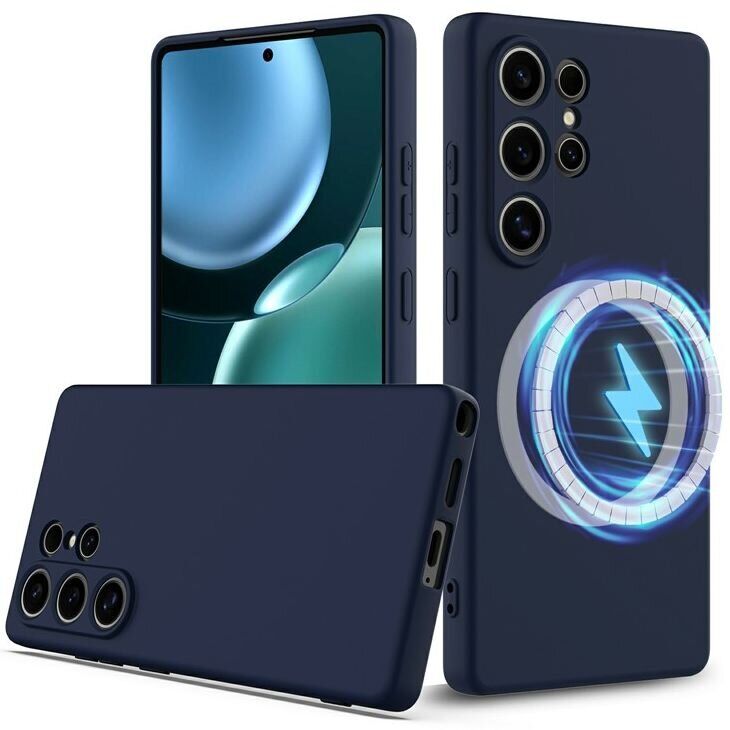 Защитный чехол Deexe Silicone Case with MagSafe для Samsung Galaxy S25 Ultra (S938) - Dark Blue: фото 2 из 9