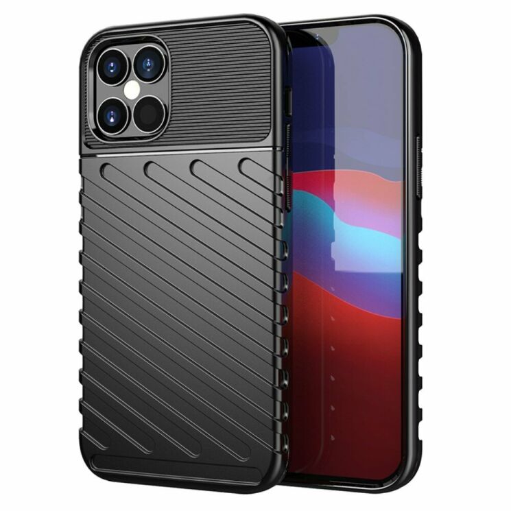 Защитный чехол Deexe Thunder Series для Apple iPhone 12 / iPhone 12 Pro - Black: фото 1 из 14
