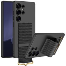 Захисний чохол GKK Leather Strap Cover для Samsung Galaxy S25 Ultra (S938) - Carbon Fiber Texture: фото 1 з 9