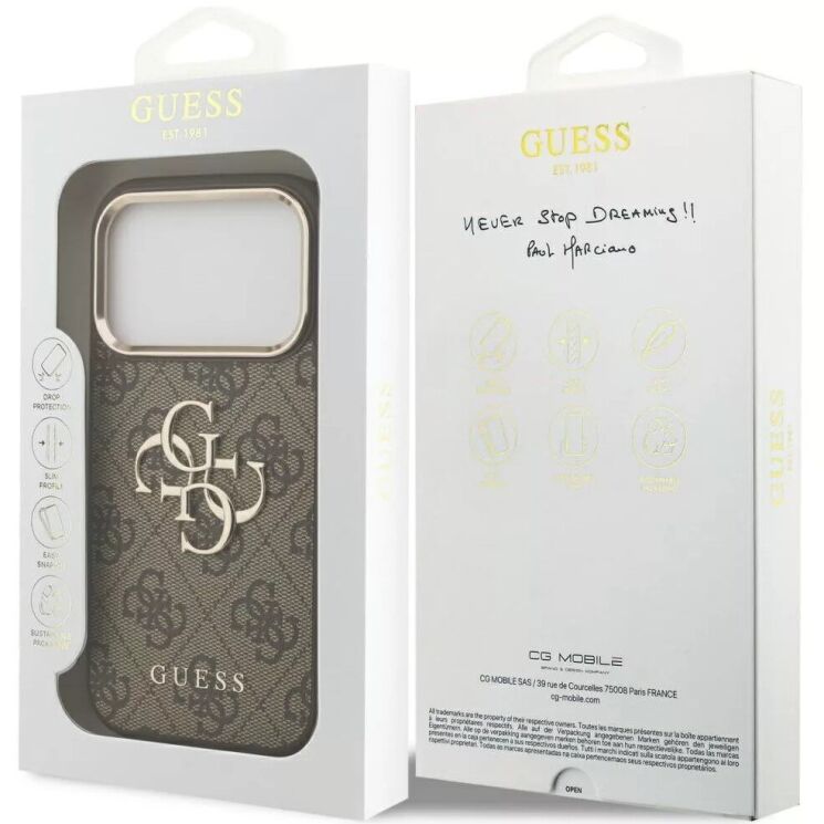 Захисний чохол Guess 4G Big 4G Classic Logo для iPhone 18 Pro Max / 17 Pro Max (GUHCP18X4GMGCBR) - Brown / Gold: фото 7 з 7