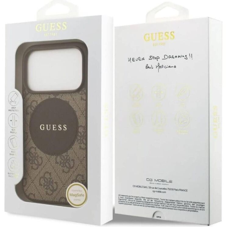 Защитный чехол Guess 4G Circle Classic Logo MagSafe для iPhone 17 Pro Max (GUHMP17XP4PGRSGW) - Brown: фото 8 из 8