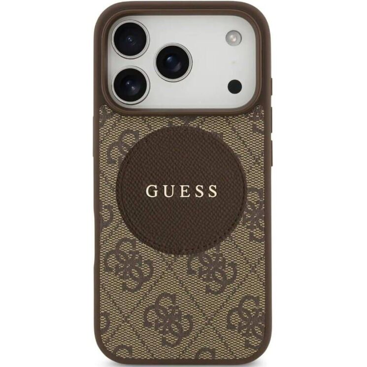 Защитный чехол Guess 4G Circle Classic Logo MagSafe для iPhone 17 Pro Max (GUHMP17XP4PGRSGW) - Brown: фото 2 из 8