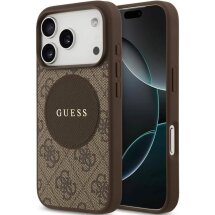 Защитный чехол Guess 4G Circle Classic Logo MagSafe для iPhone 17 Pro Max (GUHMP17XP4PGRSGW) - Brown: фото 1 из 8