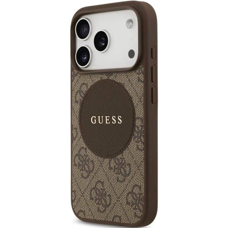 Защитный чехол Guess 4G Circle Classic Logo MagSafe для iPhone 17 Pro Max (GUHMP17XP4PGRSGW) - Brown: фото 3 из 8