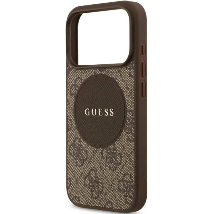 Защитный чехол Guess 4G Circle Classic Logo MagSafe для iPhone 17 Pro Max (GUHMP17XP4PGRSGW) - Brown: фото 6 из 8