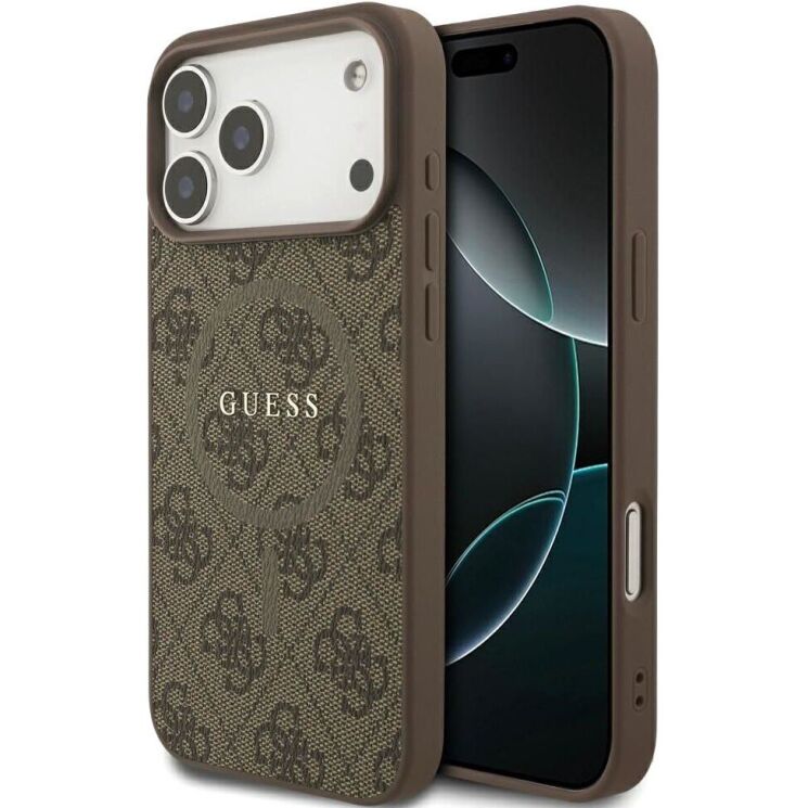 Защитный чехол Guess 4G Ring Classic Logo MagSafe для iPhone 17 Pro Max (GUHMP17XG4GFRW) - Brown: фото 1 из 8