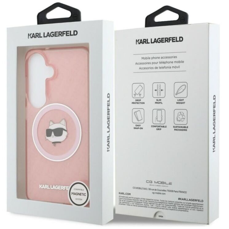 Захисний чохол Karl Lagerfeld IML Repeated Choupette MagSafe для Samsung Galaxy S26 (S942) KLHMS26SHMKBCHOP - Pink: фото 8 з 8