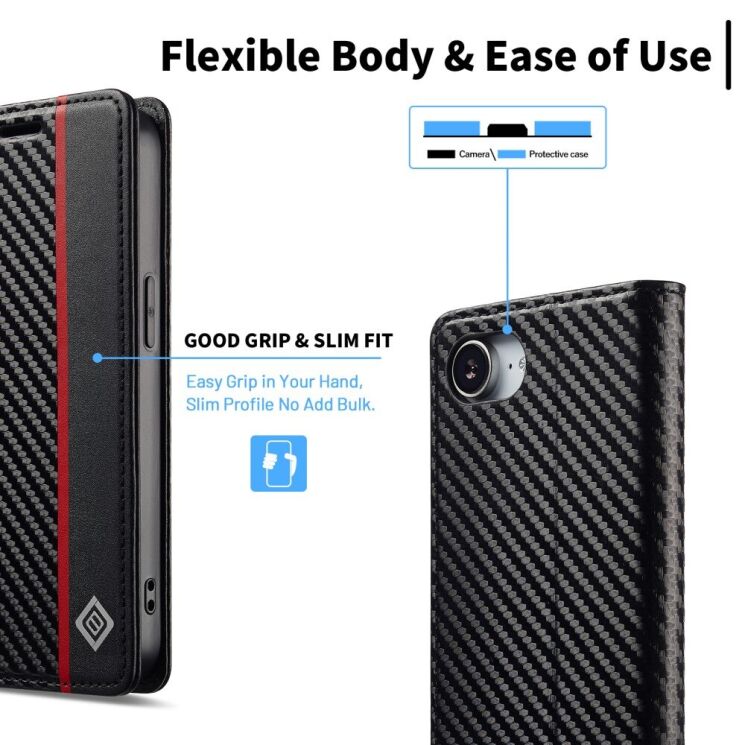 Защитный чехол LC.IMEEKE Carbon Fiber для Apple iPhone 16e - Vertical Stripe: фото 6 из 11