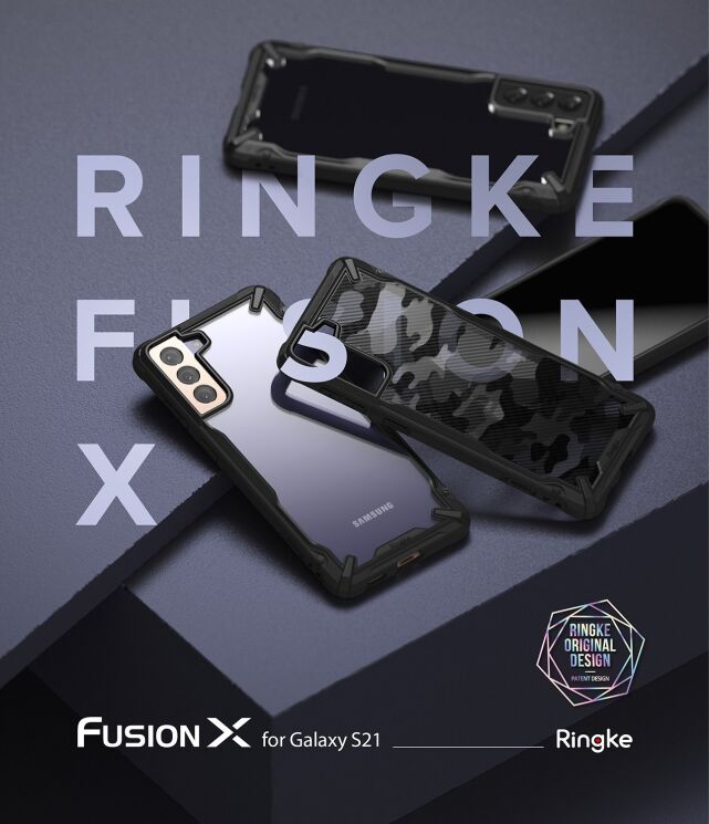 Защитный чехол RINGKE Fusion X для Samsung Galaxy S21 (G991) - Camo Black: фото 2 из 10