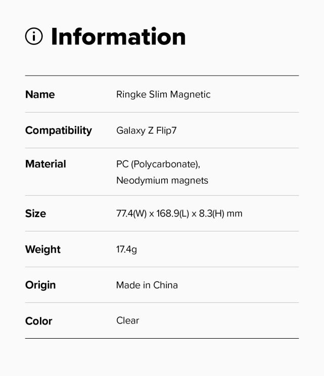 Защитный чехол Ringke Slim Magnetic для Samsung Galaxy Flip 7 (8800293855828) - Clear: фото 18 из 22