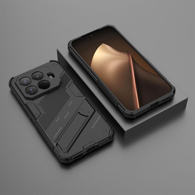 Захисний чохол з підставкою Deexe Bibercas для Xiaomi 15T Pro - Black: фото 4 з 6