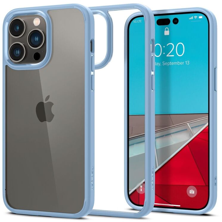 Защитный чехол Spigen (SGP) Crystal Hybrid для Apple iPhone 14 Pro - Sierra Blue: фото 1 из 11