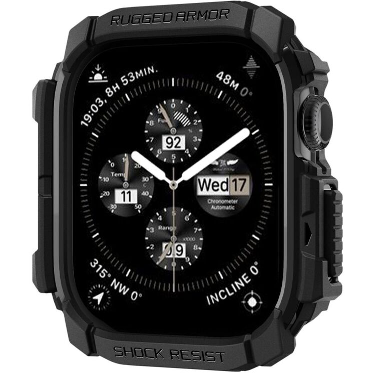 Защитный чехол Spigen (SGP) Rugged Armor (FW) для Apple Watch 10 46 mm (ACS08597) - Matte Black: фото 1 из 15