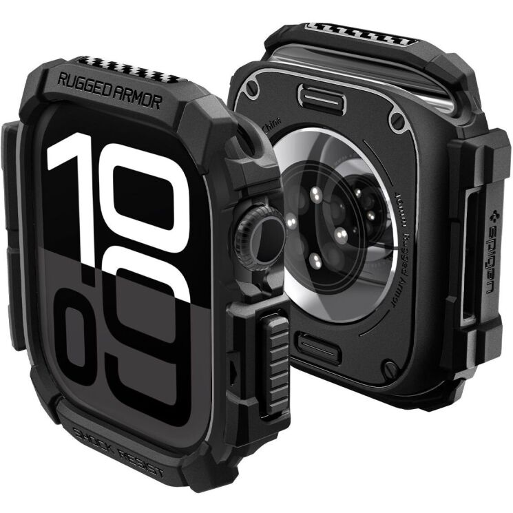 Защитный чехол Spigen (SGP) Rugged Armor (FW) для Apple Watch 10 46 mm (ACS08597) - Matte Black: фото 3 из 15
