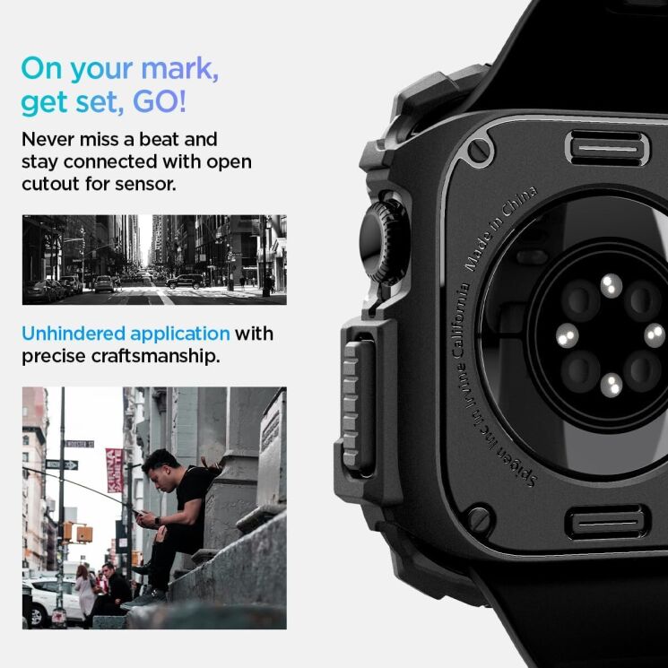 Защитный чехол Spigen (SGP) Rugged Armor (FW) для Apple Watch 10 46 mm (ACS08597) - Matte Black: фото 14 из 15