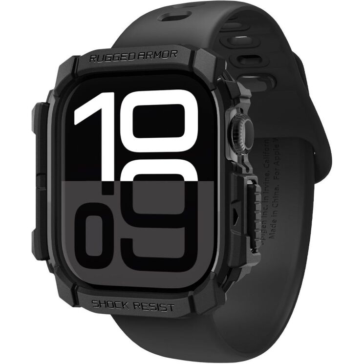 Защитный чехол Spigen (SGP) Rugged Armor (FW) для Apple Watch 10 46 mm (ACS08597) - Matte Black: фото 4 из 15