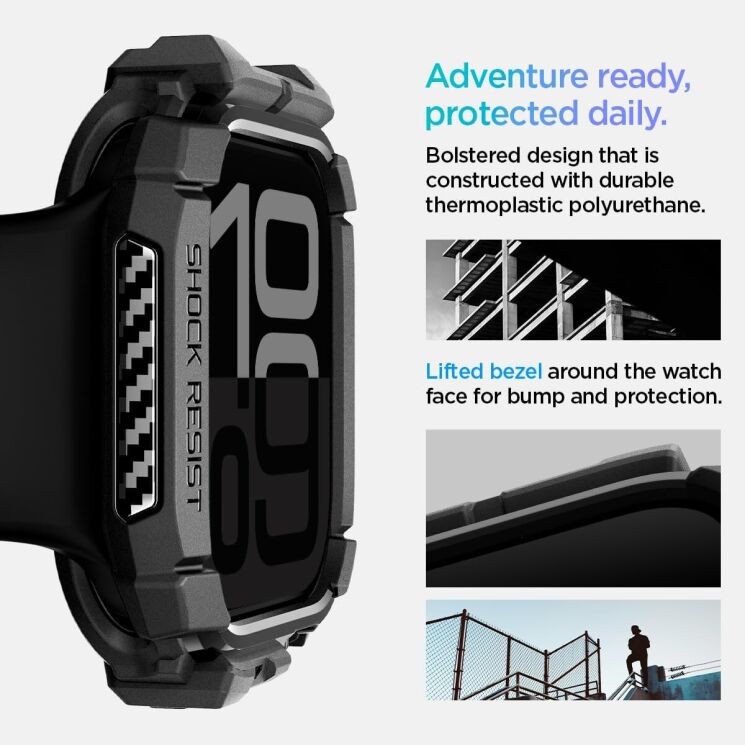 Защитный чехол Spigen (SGP) Rugged Armor (FW) для Apple Watch 10 46 mm (ACS08597) - Matte Black: фото 13 из 15