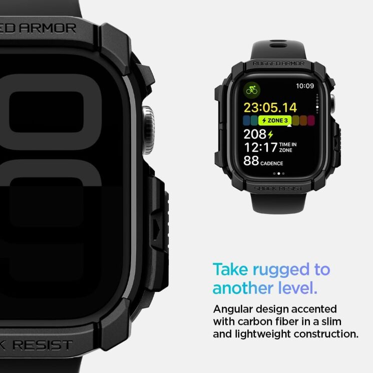 Защитный чехол Spigen (SGP) Rugged Armor (FW) для Apple Watch 10 46 mm (ACS08597) - Matte Black: фото 11 из 15