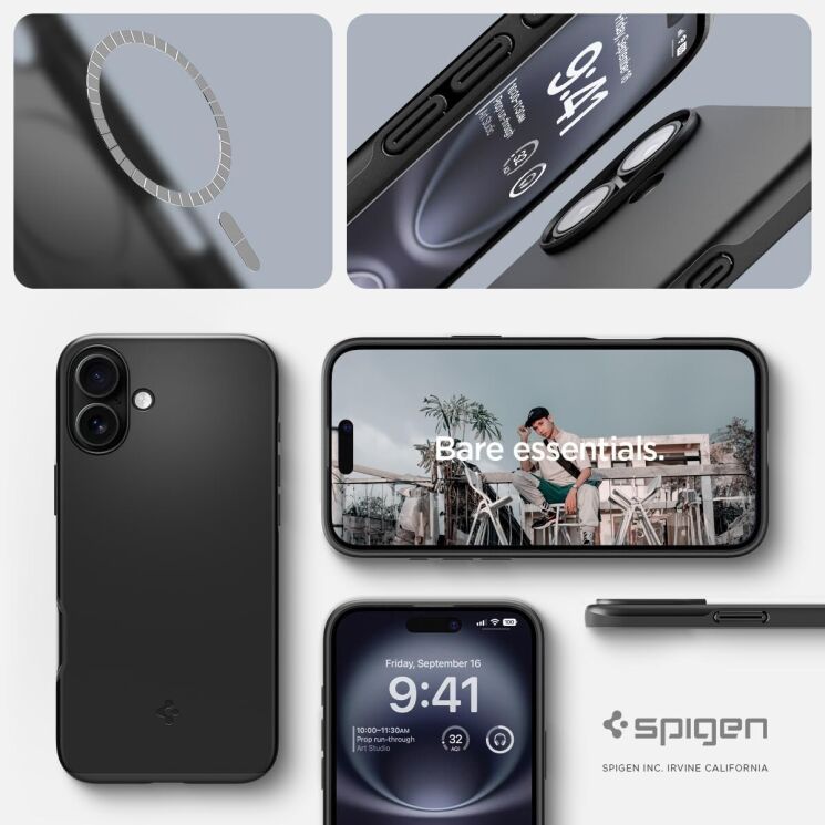 Защитный чехол Spigen (SGP) Thin Fit (MagFit) для Apple iPhone 16 Plus - Black: фото 16 из 16