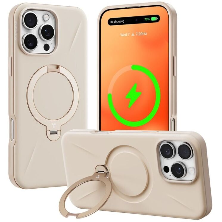Защитный чехол TORRAS Ostand Spin Fusion для Apple iPhone 16 Pro - Desert / Gold: фото 1 из 7