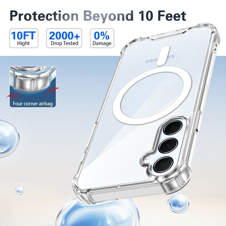 Защитный чехол UniCase AirBag Flow MagSafe для Samsung Galaxy S26 FE / S25 FE - Transparent: фото 3 из 14