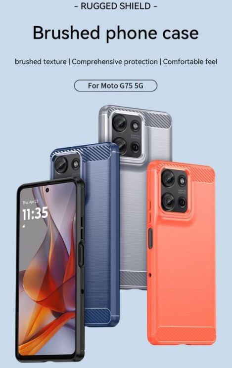 Защитный чехол UniCase Carbon для Motorola Moto G75 - Black: фото 8 из 11