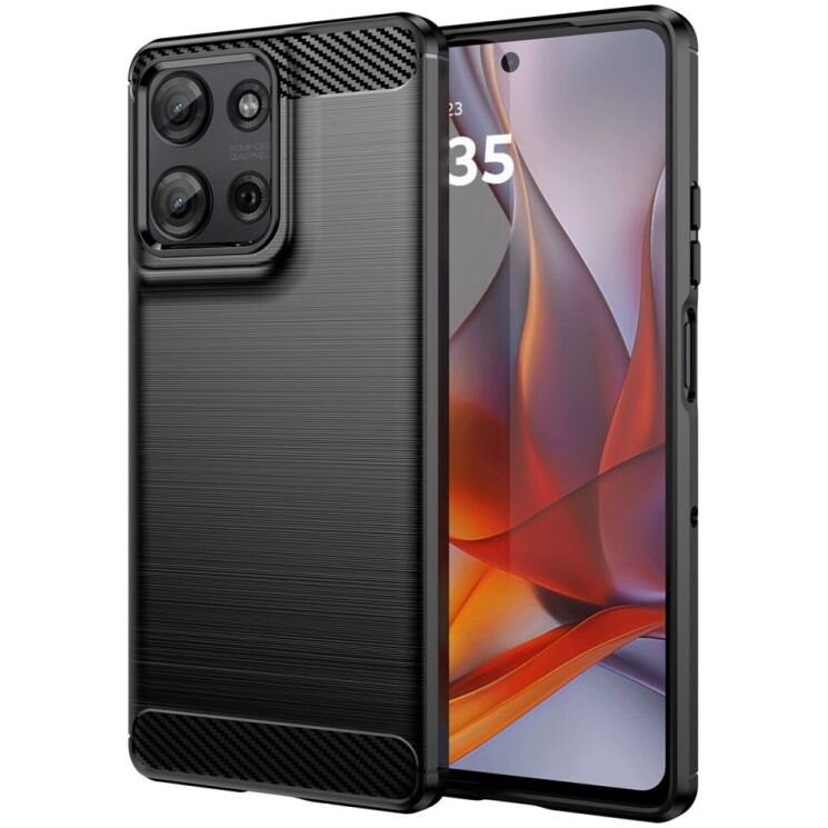Защитный чехол UniCase Carbon для Motorola Moto G75 - Black: фото 1 из 11