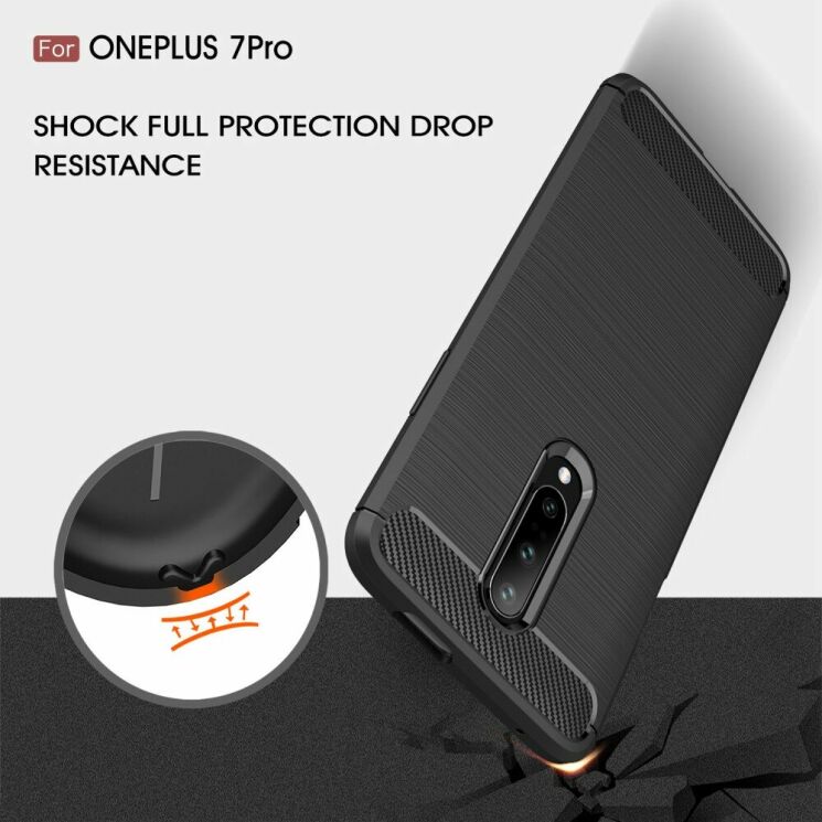 Захисний чохол UniCase Carbon для OnePlus 7 Pro - Red: фото 8 з 11