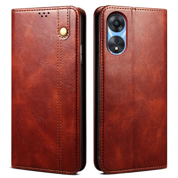 Защитный чехол UniCase Leather Wallet для OPPO A78 - Brown: фото 1 из 8